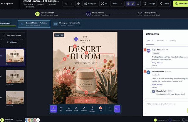 Animated contextual markup demonstration